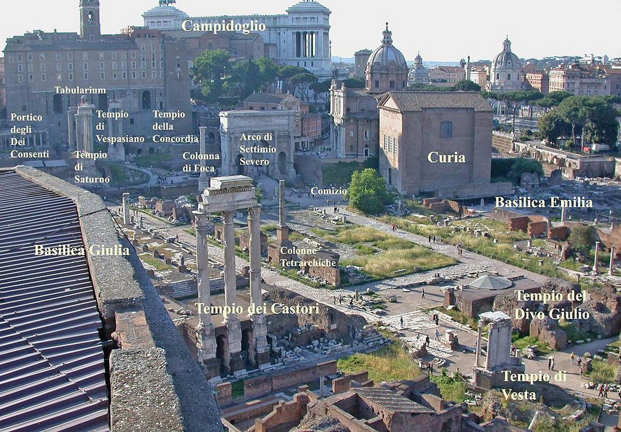 1024px Rome.Roman.Forum.view.from.Palatine.explanations.redux