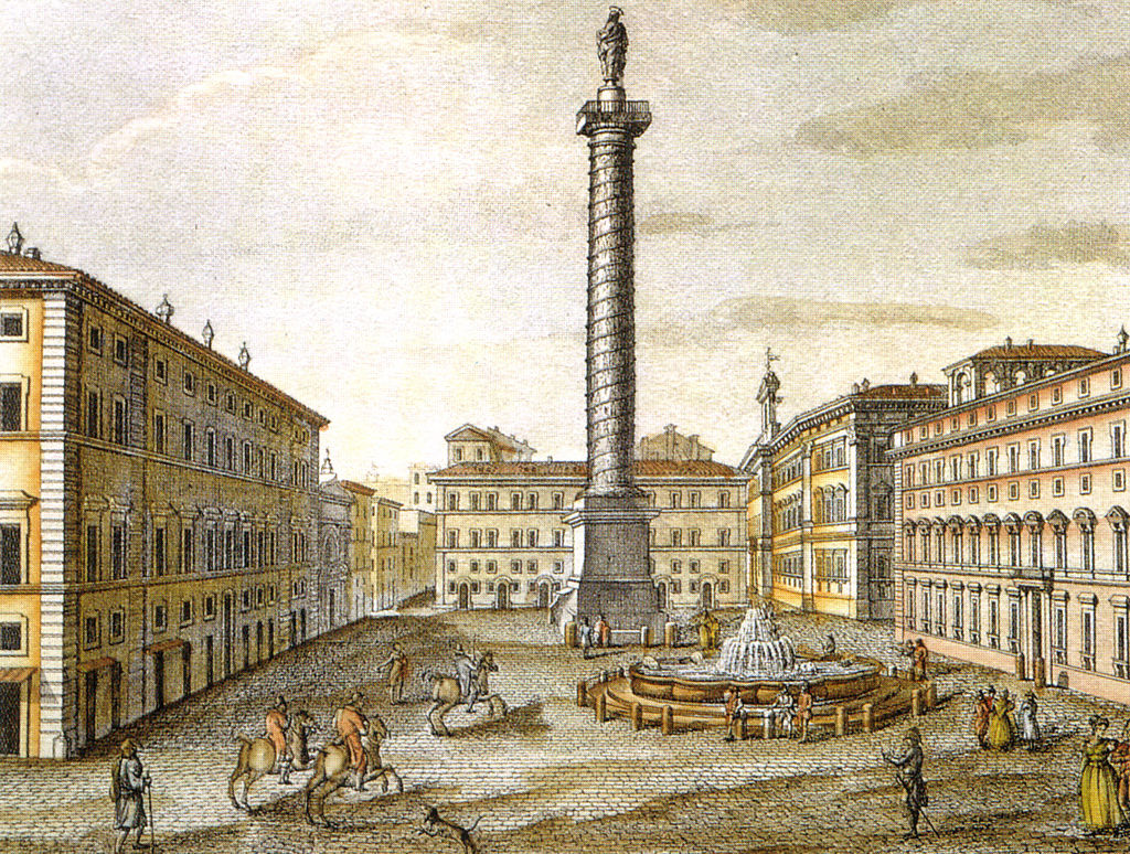 1024px XIX century print Piazza colonna roma