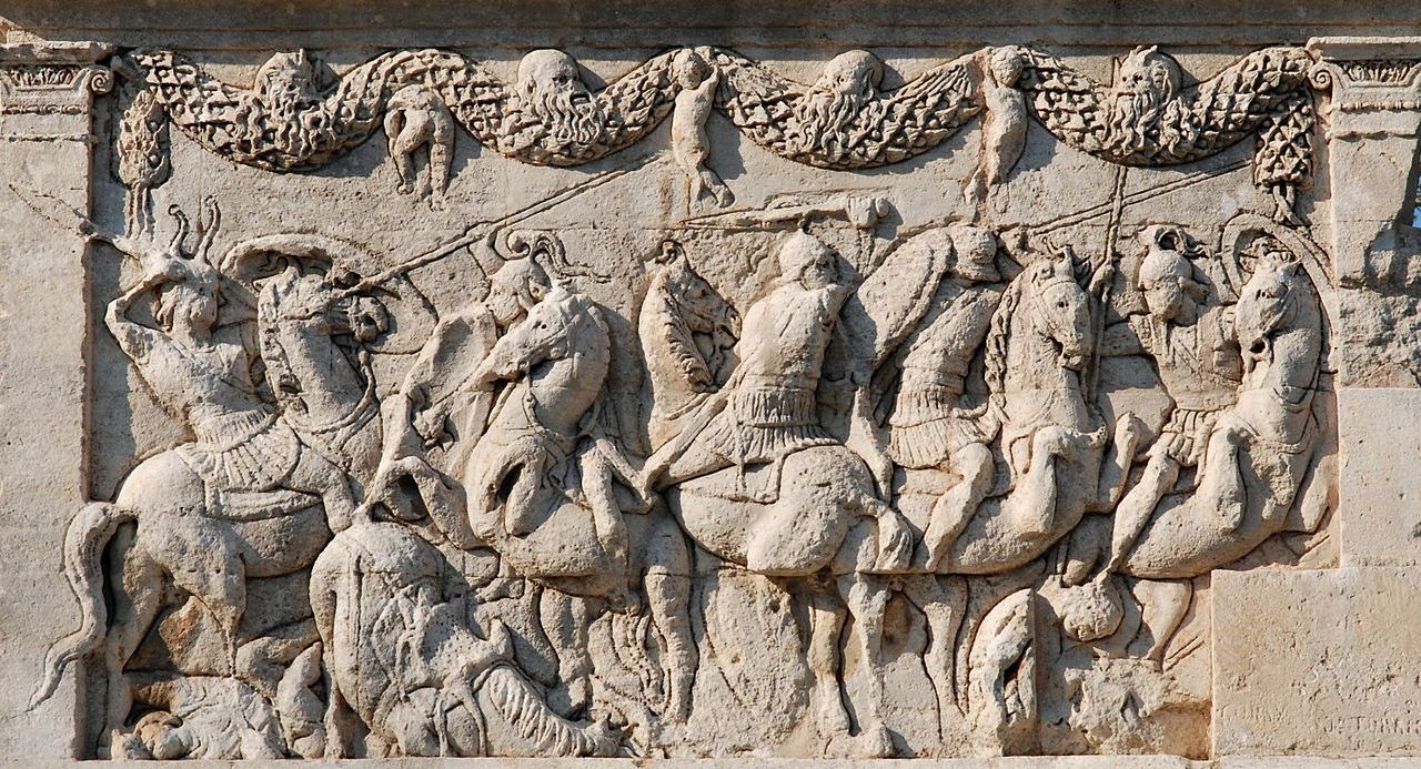 1280px Glanum mausoleum relief North face of the Mausoleum of Glanum southern France showing a cavalry battle c. 40 BC