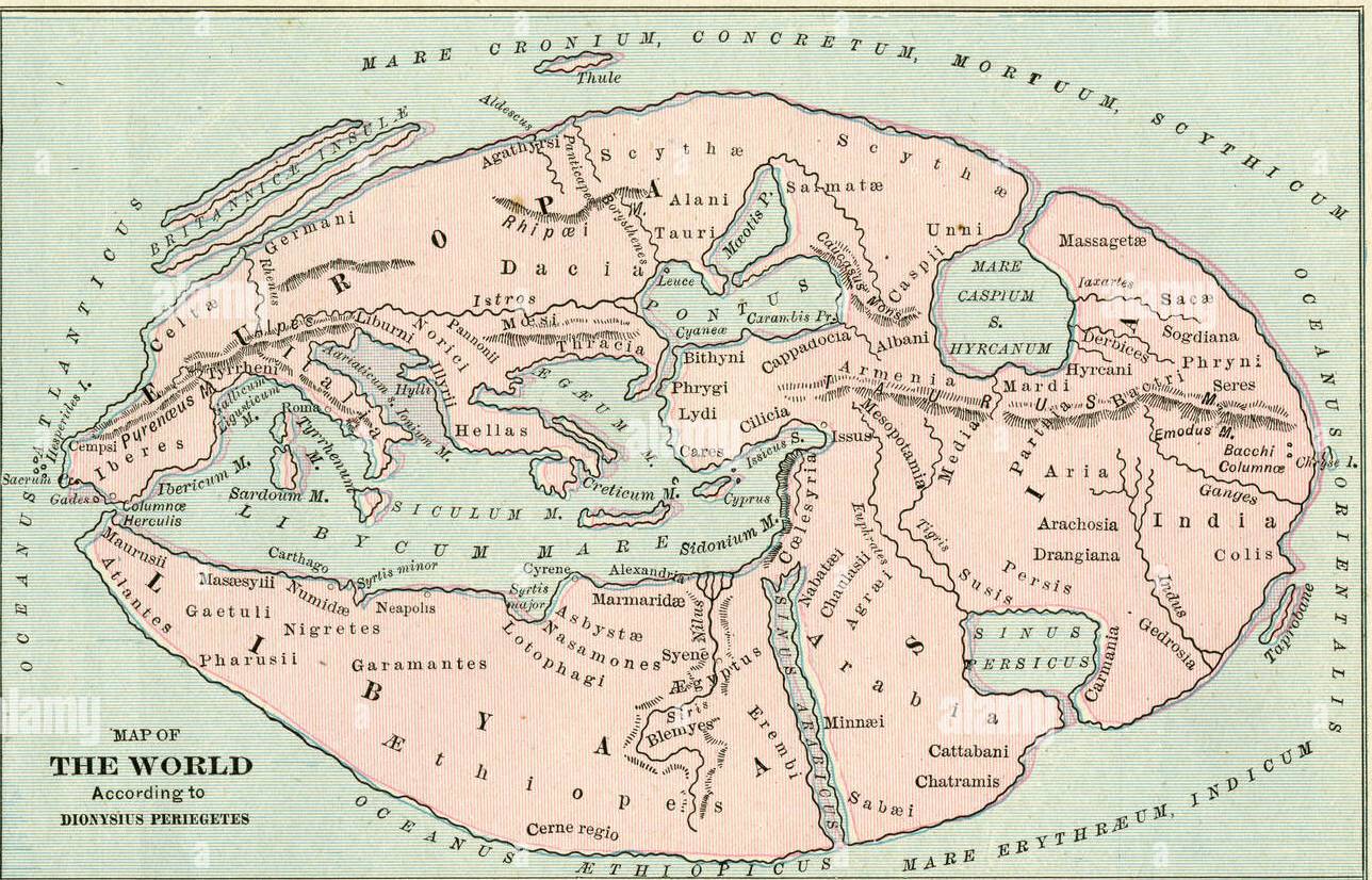 1889 map of the world according to dionysius periegetes D2Y3MF