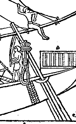 3x s kötés és a gúzsevezős kormányforgató kar és ül és a villás fa a hosszanti kötéltartó Hatsepszut