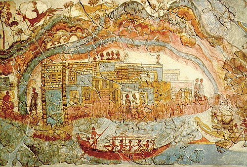 500px Minoan fresco showing a fleet and settlement Akrotiri