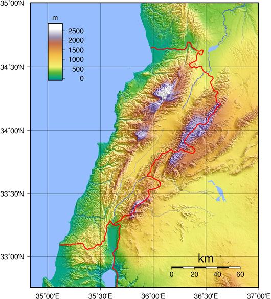 530px Lebanon Topography