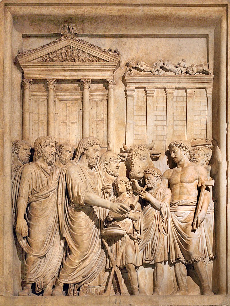 800px Bas relief from Arch of Marcus Aurelius showing sacrifice