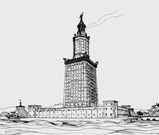 A drawing of the Pharos of Alexandria by German archaeologist Prof. H