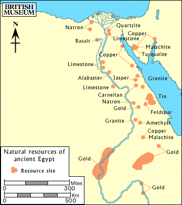 Ancient Egypt natural resoruces map