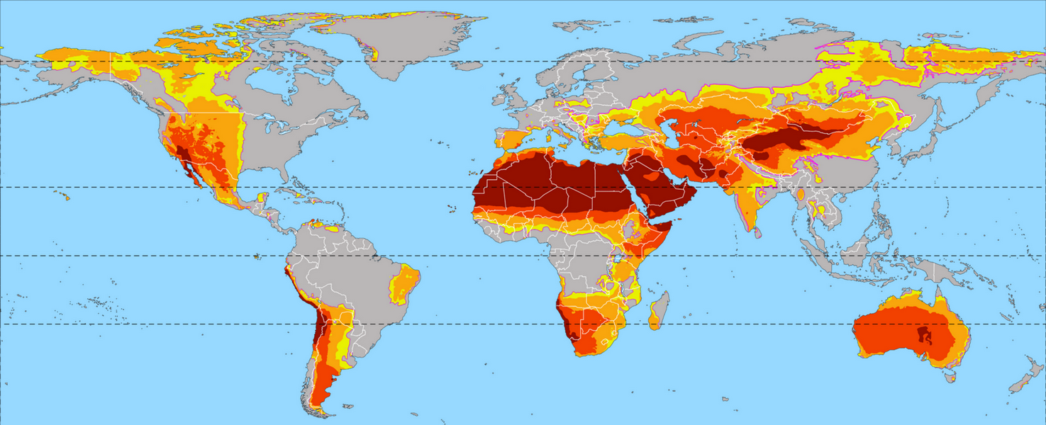 Arid climate world map classification UNEP 2023