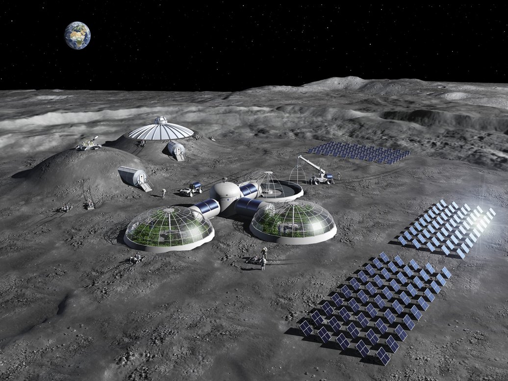 Artist impression of a Moon Base concept pillars