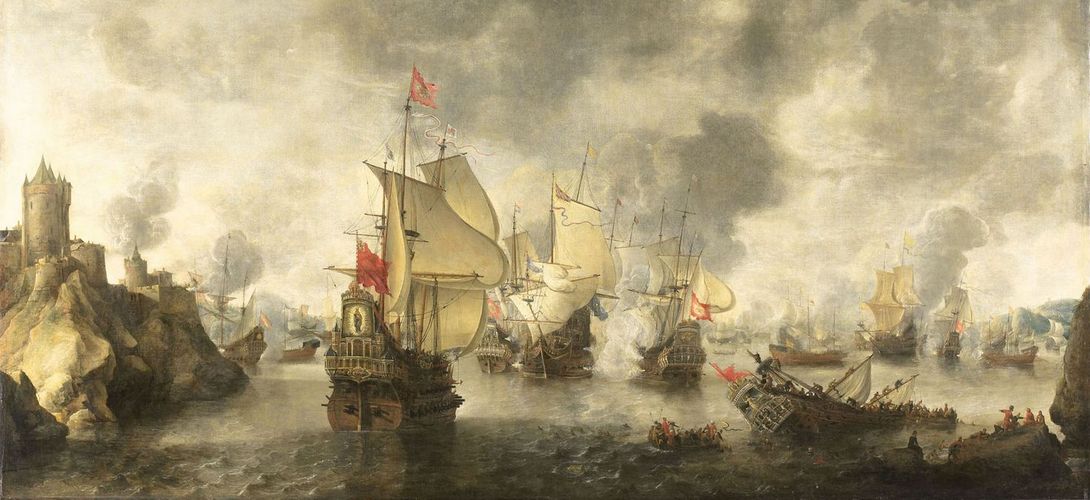 Battle of the combined Venetian and Dutch fleets against the Turks in the Bay of Foja 1649 Abraham Beerstratenm 1656