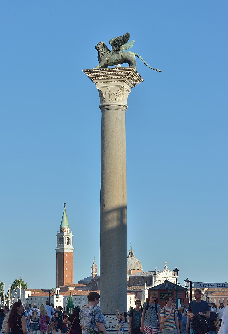 Column and lion of San Mark on Piazzetta San Marco Venice