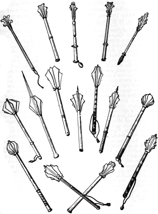 EB1911 Mace Fig. 1.Group of War Maces of the 15th and 16th centuries