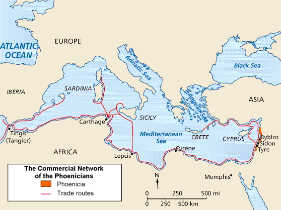 Föníciai kereskedelmi útvonalak Kr. e. 1200 539 PhoenicianTrade