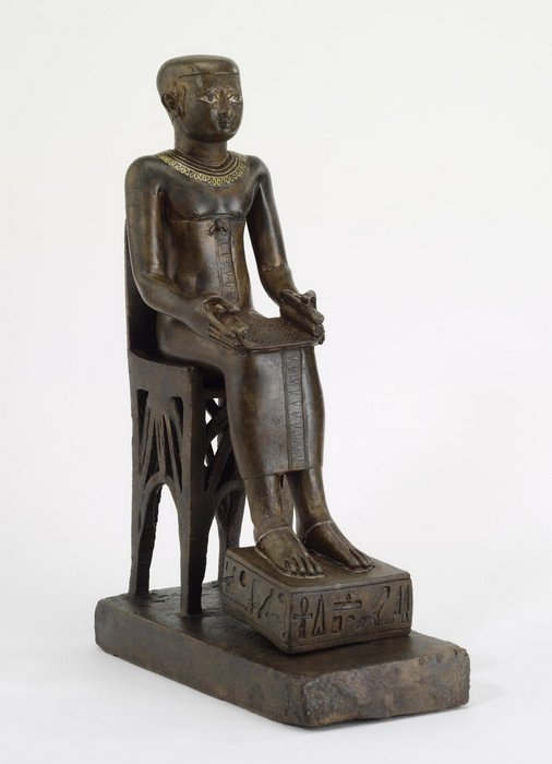 Imhotep bronz elektrum Museum of Fine Arts Basement Floor Ancient Egypt Temples and gods