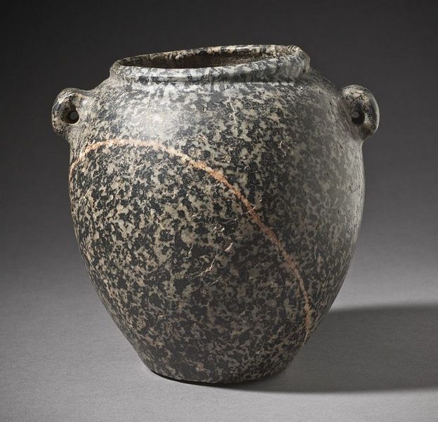 Jar with lug handles cc. 35003050 BC diorite height 13 cm Los Angeles County Museum of Art