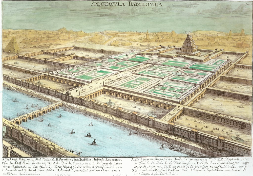 Johann Bernhard Fischer von Erlach View of Ancient Babylon showing the Hanging Gardens and the Temple of Jupiter Be MeisterDrucke 302650