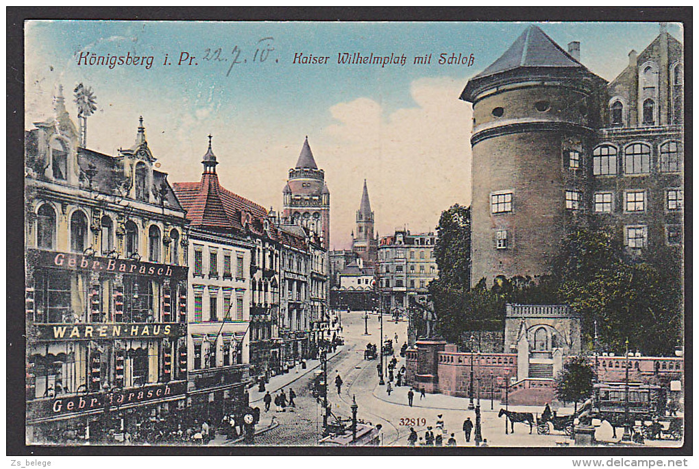 Königsberg i. Pr. Kaiser Wilhelmplatz mit Schloss 1910 Warenhaus Gebr. Barasch