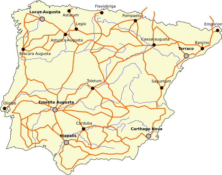 Map Roman Roads in Spain Wikipedia