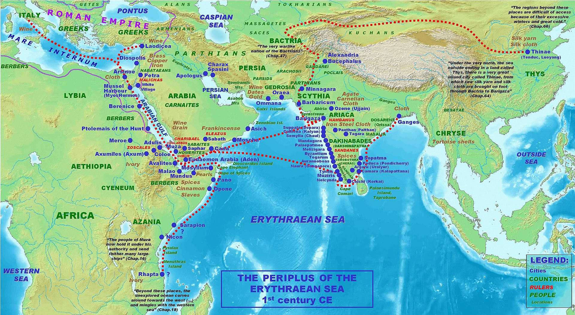 Map of the Periplus of the Erythraean Sea