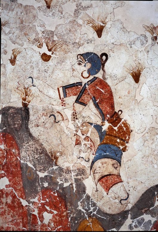 Minoan Minoan civilization women picking saffron Detail of a fresco from the lustral ba MeisterDrucke 951301