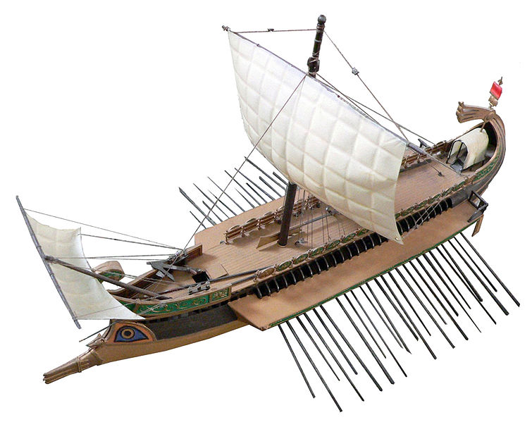 Model of Roman Trireme Creative Commons Attribution Share Alike 2.0 France license photo by Rama