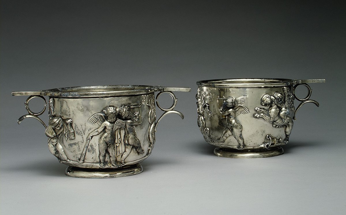 Pair of silver scyphi cups with relief decoration MET gr1994.43.1 .2.R