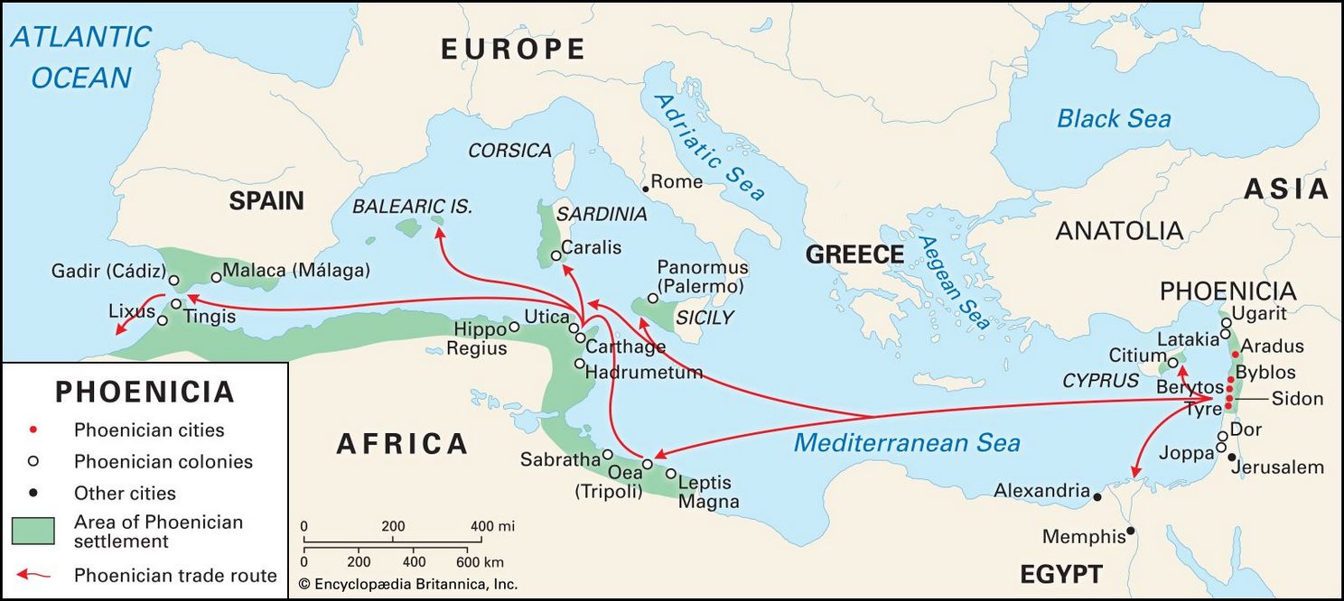 Phoenician settlements trade routes