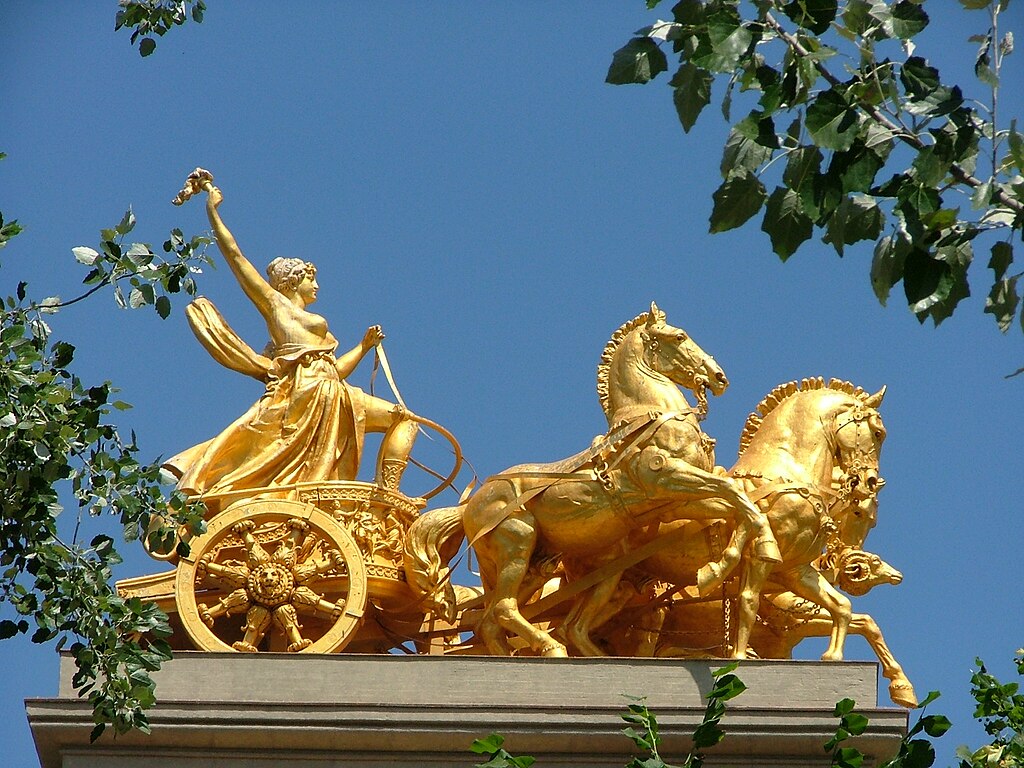 Quadriga Barcelona négy ló vontatta napszekér a Quadriga Parc de la Ciutadella Barcelona Spanyolország