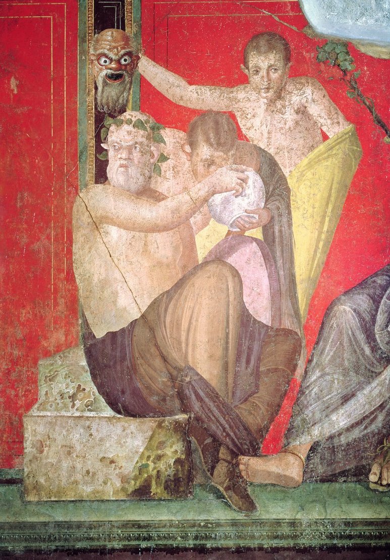 Roman Silenus and the Young Satyr East Wall Oecus 5 60 50 BC see MeisterDrucke 284512