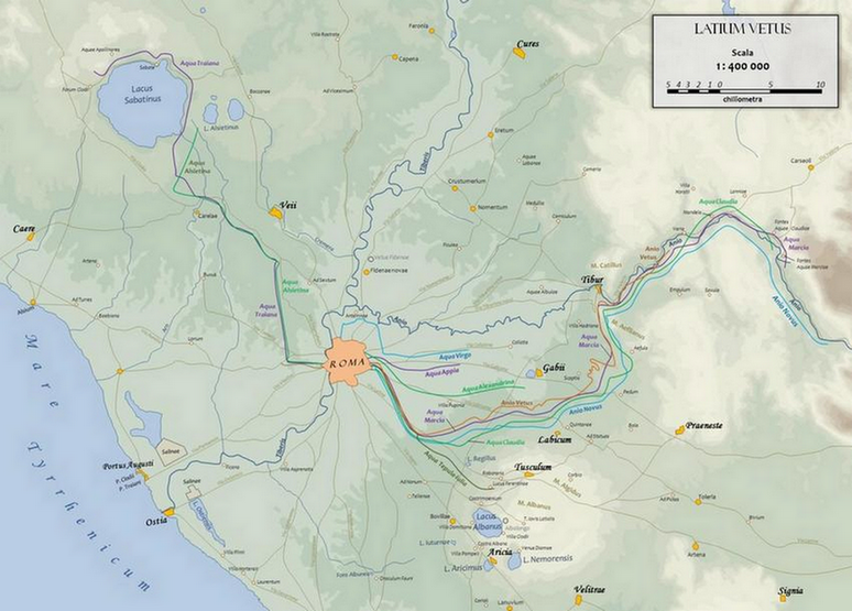 Schematic map of the aqueducts of Ancient Rome map by Cassius Ahenobarbus jóó