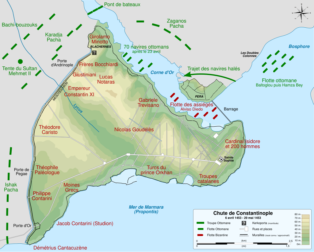 Siege of Constantinople 1453 map fr.svg