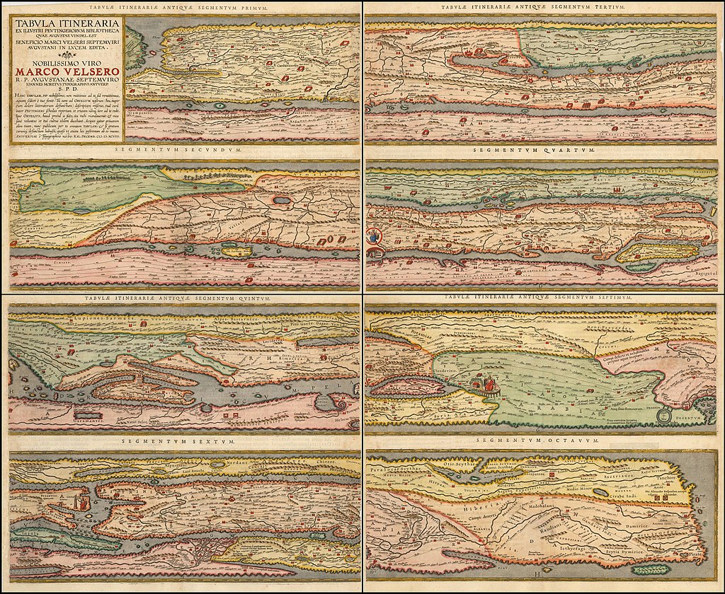 Tabula Itineraria Ex Illustri Peutingerorum Biblitheca Quae Augustae Vindel. Est Beneficio Marci Velseri Septemviri Augustani In Lucem Edita 1