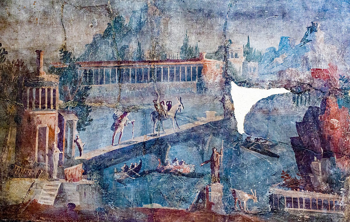 Wall painting harbour landscape Herculaneum Napoli MAN 9513