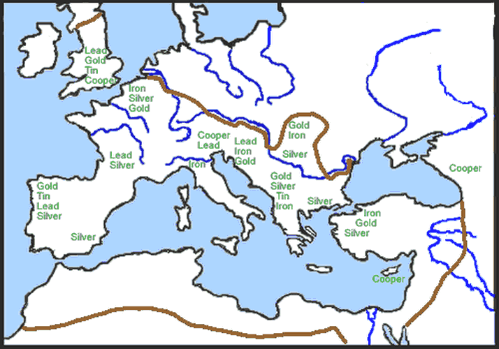 roman metals map