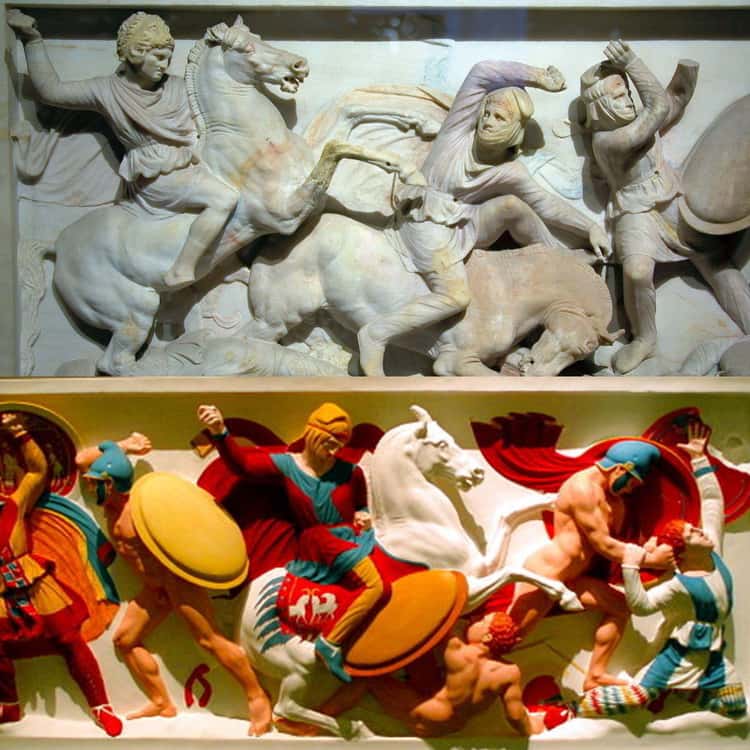 the reproduction of the alexander sarcophagus and 34 from around 320 bce greece photo u2