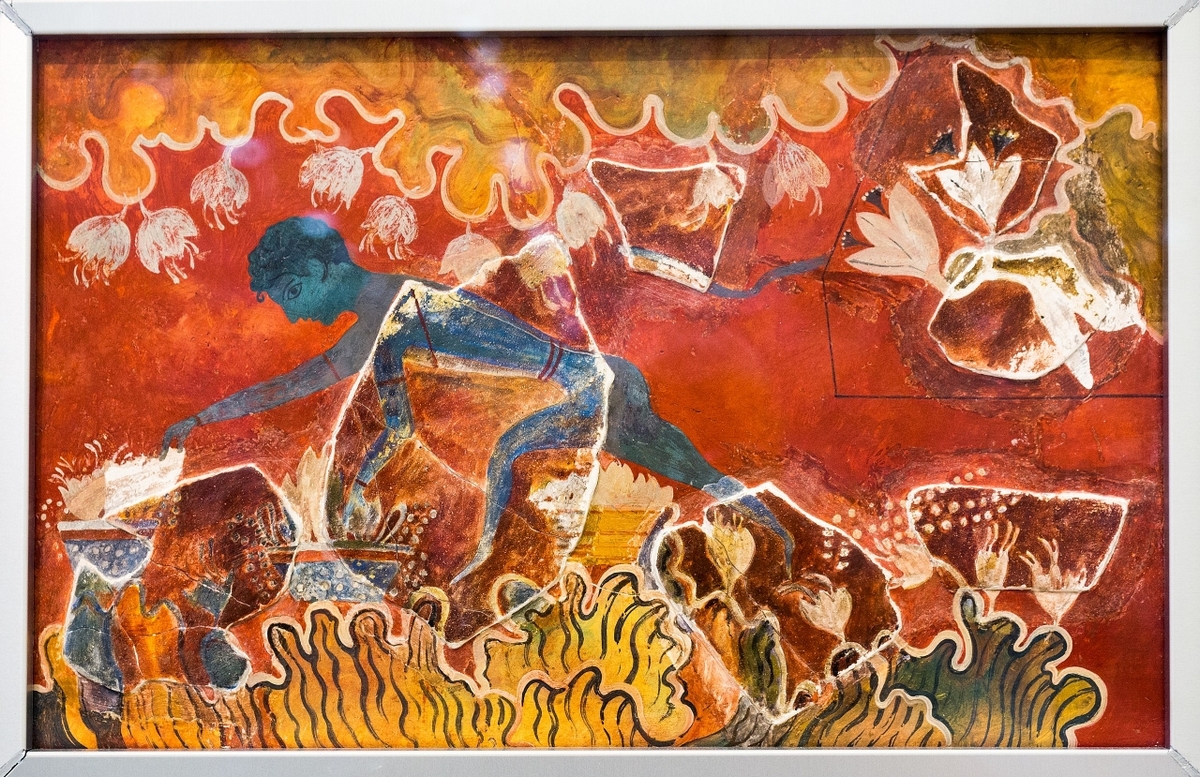 wall painting of the Saffron Gatherer from Knossos