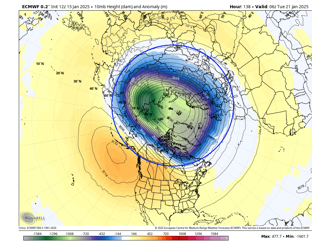 winter forecast united states canada cold anomaly january upper polar vortex core 10mb