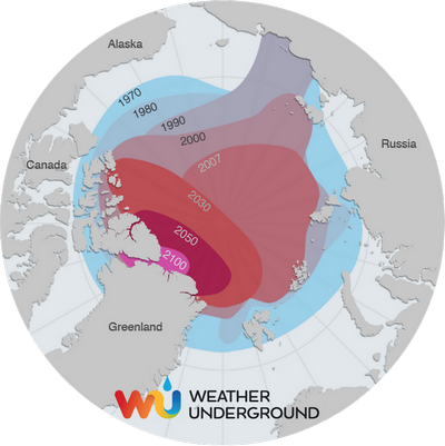 yearly arctic sea ice forecast map
